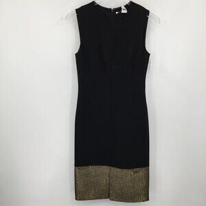 DVF Diane von Furstenberg Blee Black Gold dress shift metallic sleeveless new 6